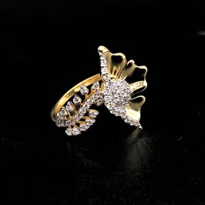 Impresionante anillo de cóctel de oro amarillo de 18 quilates con flor adornada con diamantes clásicos para celebrar el equilibrio de la naturaleza, regalo de belleza para fiestas - Product Image 3