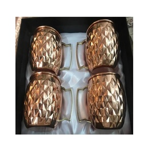 Top Quality Copper Mugs Moscow Mule <b>Coffee</b> Stainless Steel Wine Cup Copper Cocktail Glass Hammered Cup Glass With Handle Mugs - Product Image 5
