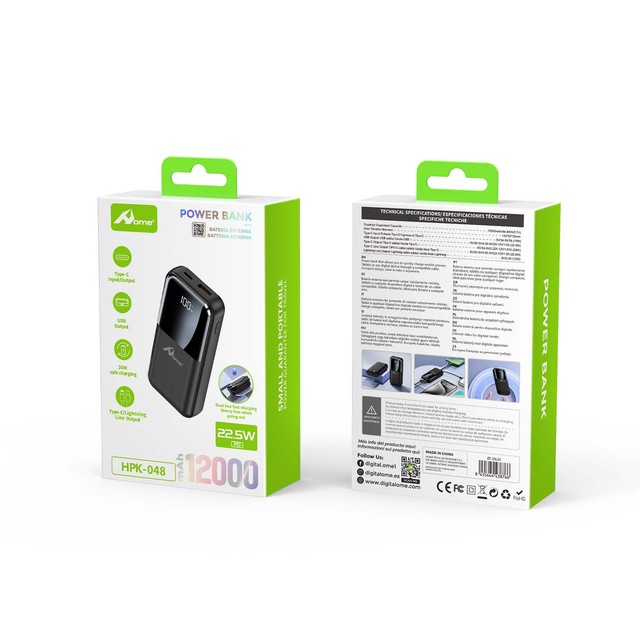 High Capacity 12000mAh Power Bank HPK-048 NEGRO Metal Power Bank with Plug for Japan Standard Laptops
