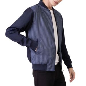 Textured Striped Bomber Jacket <b>Men</b> Navy <b>Blue</b> Baseball Style Varsity Jacket Custom Design Streetwear Fashion Casual Flight Coat - Product Image 2