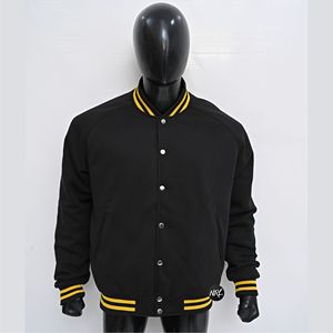 Veste d'université d'hiver pour hommes respirante et personnalisée en gros manches en peau de vache noire corps en laine logo personnalisé lapin grande taille - Product Image 6