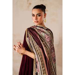 Ensemble de costume en velours pour femmes, 100% polyester, avec dupatta en soie imprimée numériquement et pantalon PR-1207 - Product Image 4