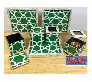 Ensemble cadeau arabe Ramadan bois nacre incrustation Mubkhar Bakhoor brûleur plateau Oud encensoir os incrustation rose parfum pour le Moyen-Orient - Product Image 4