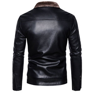 2025 Wholesale <b>Men's</b> Fashion High quality <b>Men's</b> Winter <b>Jacket</b> Leather <b>Jacket</b> <b>Warm</b> Thick Leather Collar Motorcycle <b>Jacket</b> - Product Image 5