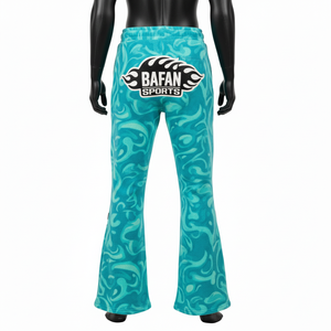 Pantalones de Forro Polar Premium, 320 GSM, Tela Suave y Cálida, Estampado de Remolino Verde Azulado en Toda la Superficie, Logotipo Bordado Personalizado, Pantalones Lavados para Hombre - Product Image 5