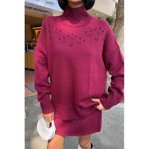 Ensemble en tricot à col roulé avec détails ajourés pour femmes 10256 - Product Image 2