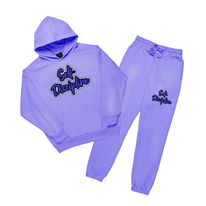 El mejor diseño de chándales de chenilla de dos piezas para hombre, manga larga personalizada, cómodo invierno, recién llegado, cuello con capucha, patrón sólido - Product Image 1