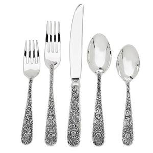 Stainless Steel <b>Set</b> Of 5 Flatware Ideal <b>For</b> Kitchen Tabletop Dining Home Use Silver Color Plated Cutlery Metal Designer Handle - Product Image 1