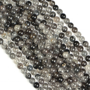 Natural Black Rutile 13 Inch Rondelles Round Ball Shape Smooth Beads <b>for</b> Jewelry <b>Anklet</b> Bracelet <b>for</b> <b>Women</b> Girls 1 Full Strand - Product Image 4