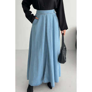 กระโปรงยีนส์ทรงเอไลน์ระบายยาว - Product Image 3