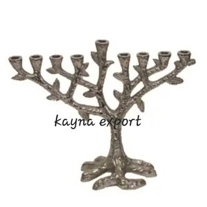 Menorah élégante en aluminium avec bras fantaisie pour Noël et vacances décoration de la maison mariage église bougeoir support - Product Image 1