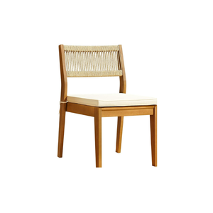 Chaise de salle à manger d'extérieur commerciale |   Cadre en bois d'eucalyptus, dossier en rotin et coussin en tissu |   Mobilier de restaurant et d'hôtel - Product Image 1