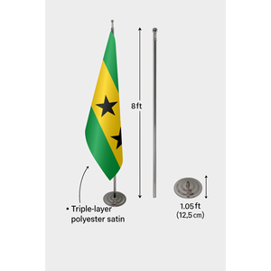 Drapeau officiel d'interieur de Sao Tomé-et-Principe, drapeau mondial personnalisé, impression numérique, fanion en soie, mât en aluminium pour affichage - Product Image 6