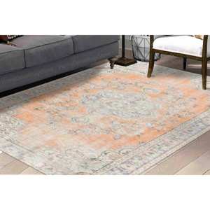 Tapis imprimé de style vintage - Design turc Oushak, tapis de luxe pour cuisine et salon, tapis en chenille - Product Image 4