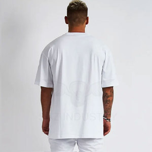 Camiseta de algodón en blanco de 300gsm, camiseta de gran tamaño con estampado de hombro caído, camisetas de calidad personalizadas de peso pesado - Product Image 3