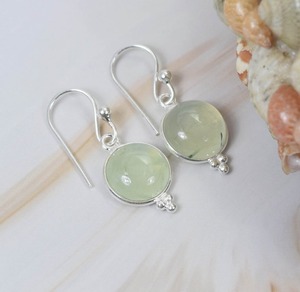 Pendientes de piedras preciosas de Prehnita a la moda Simple para niñas, pendientes de plata de ley sólida 925 para mujeres y niñas, pendientes de joyería de plata - Product Image 3