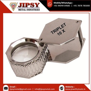 Nuevo 10x20,5mm latón plegable bolsillo joyeros ojo lupa triplete de cristal con empuñadura de goma lente hexagonal herramientas de diamante - Product Image 2