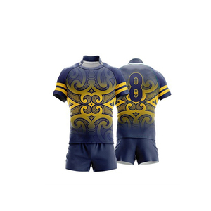 Conjunto de Uniforme de Rugby para Hombre, Tallas Grandes, Transpirable, Diseño Personalizado, Jersey Sublimado con 100% Poliéster para Jugadores de Rugby - Product Image 1