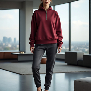 1/4 quart zip pull chemise, sweat et pantalons de survêtement femmes vêtements de sport Jogging entraînement porter surdimensionné Zip survêtement dames - Product Image 4