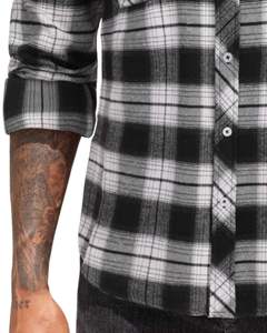 Chemise à carreaux personnalisée pour homme, noire et blanche, à manches longues, décontractée, en flanelle, avec poche, douce, pour l'automne et l'hiver, vente en gros - Product Image 5