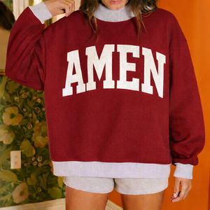 Women Oversized <b>Stand</b> Collar Printed Sweatshirt Relaxed Casual Fit Soft Warm Autumn/Winter Streetwear Pullover <b>Crystal</b> Badge - Product Image 6