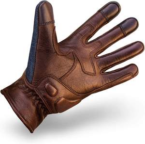 Gants de moto en cuir premium pour hommes, en denim thermique, écran tactile, perforés, vintage, course, moto, conduite quotidienne, voyage en plein air - Product Image 3