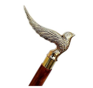 AYAANS CREATIONS Bâton de marche en bois incrusté de laiton Bols de fil portables avec couvercle et poignée de transport - Product Image 1