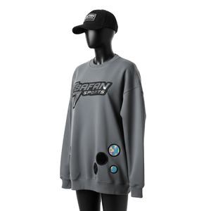 Sweat-shirt oversize pour femme, lourd, 320 GSM, mélange de coton polaire, toucher doux, gris, coupe décontractée, logo personnalisé, respirant - Product Image 4