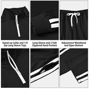 ชุดวอร์มสองชิ้นแขนยาวผ้าคอตตอนสำหรับผู้ชายชุดออกกำลังกายแขนยาวมีซิปสีดำดีไซน์ใหม่ - Product Image 2