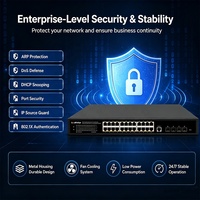 Fabrika Fiyatı 28 Portlu Katman 3 Yönetilebilir PoE Switch 24 Gigabit PoE+ 4 10G SFP 500W SNMP QoS IP Kamera CCTV NVR için
