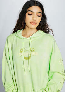 เสื้อฮู้ดดี้ผู้หญิงสีเขียวมะนาว รุ่นใหม่ล่าสุด ทรงหลวม ไหล่ตก ผ้าฟลีซ ระบายอากาศได้ดี ลายพิมพ์นูนด้านหน้า ไม่ยับง่าย สไตล์ไฮสตรีท - Product Image 5