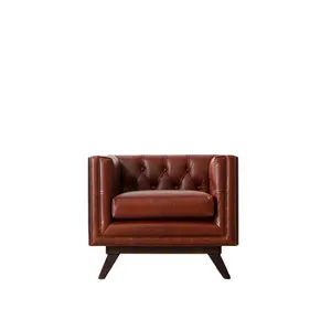 Sofá de cuero genuino de diseño moderno con enlatado, sofá moderno para sala de estar, sofá de Venta caliente, trabajo de enlatado de madera