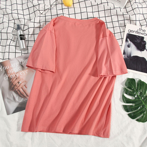 เสื้อยืดผู้หญิงใหม่ฤดูร้อนเสื้อยืดแขนสั้นผ้าฝ้ายแท้สำหรับผู้หญิงเสื้อยืดสีบริสุทธิ์ - Product Image 4