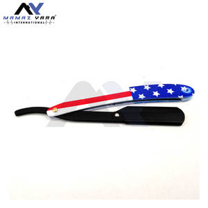 Rasoir de barbier à lame droite American Pattern Beauty pour hommes, en acier inoxydable, avec système de verrouillage à bascule, pour un rasage en douceur - Product Image 4