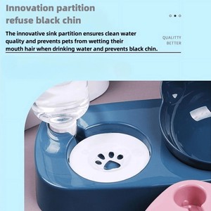 Set pemberi makan botol air dan mangkuk makanan kucing anjing peliharaan tinggi ganda dengan botol Dispenser air gravitasi otomatis - Product Image 4