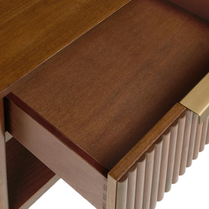 Zurise Solid Mahogany Wood Bedroom <b>Bed</b> Side with One Drawer and Minimalist Modern Design - Product Image 5