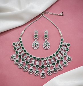 Designer AD Bridal Necklace Earrings <b>Set</b> <b>for</b> <b>Women</b> Wedding Party Traditional Fashion <b>Jewellery</b> Premium Craft <b>for</b> Wholesale Price - Product Image 4