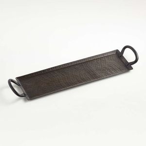 Plateau de service en aluminium antique doré pour hôtels, vaisselle, élégant plateau en métal prix de gros avec poignée - Product Image 6