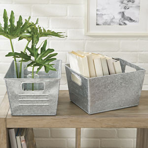 Ensemble de 3 jardinières rectangulaires en métal galvanisé pour la décoration intérieure de la maison et du jardin Pots de fleurs en gros gris écologiques modernes - Product Image 4