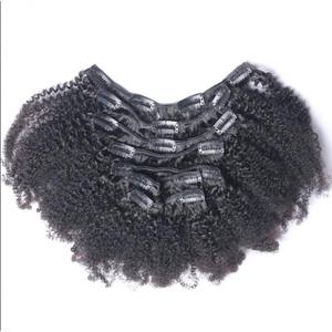 Haute Qualité Naturel Noir Couleur Crépus Bouclés Ensemble De 7 Clip Dans L'extension De Cheveux Perruque De Cheveux Vendeur Indien Noir Clip Dans L'extension De Cheveux - Product Image 1