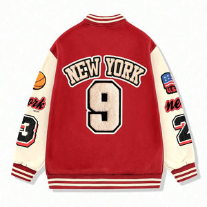 Veste Lettermen personnalisée légère et de conception OEM Veste d'hiver avec surpiqûres sur blocs de couleurs pour l'hiver, bouton avant, numéro de l'alphabet - Product Image 2