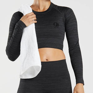 Top Corto Nuevo para Mujer, Personalizado, Transpirable, Informal, para Fitness, Yoga, Gimnasio, Ejercicio, Tejido de Punto, Ropa Deportiva, Talla Grande, Corto, 100% - Product Image 4