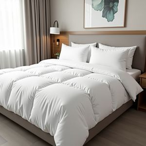 Edredón de algodón 100% de grado hotelero estilo moderno 190X225cm transpirable 400g capa de ganso de imitación patrón liso edredón lavable - Product Image 1