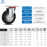 Roulettes industrielles robustes de 3/4/5/8 pouces avec frein fixe, roues en caoutchouc et support OEM