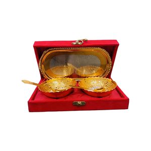 Hot Selling Eco-Friendly Finest Quality Polished Brass Classic Customizable Giftware Bowls Set Flower Motif Two Tone Gold Silver - Product Image 2