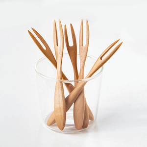 Fourchettes de cueillette d'aliments en bois prix bon marché fourchette de service en bois grande quantité d'usine de confiance - Product Image 1