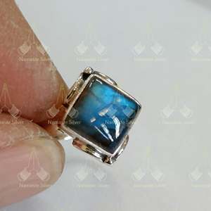 Handmade Boho Style Silver <b>Labradorite</b> <b>Ring</b> for Women Square Sterling Silver Gemstone Jewelry Gift Natural <b>Labradorite</b> - Product Image 6
