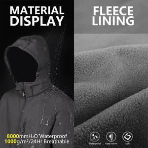 OEM Winter Sports Outdoor Men's Soft Shell Canvas Zipper Jacket Waterproof Windproof Breathable <b>Rain</b> <b>Coat</b> - Product Image 5