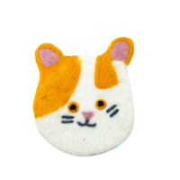 Sous-verres en feutre non tissé faits main avec motif de chat mignon, tapis absorbants, épaisseur de 1 cm, 10 cm de diamètre, toucher luxueux et doux, légers et écologiques