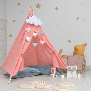 Tienda de campaña infantil rosa ROBINCOOL, tipi Montessori plegable para uso en interiores y exteriores, tienda de juegos estilo indio - Product Image 2